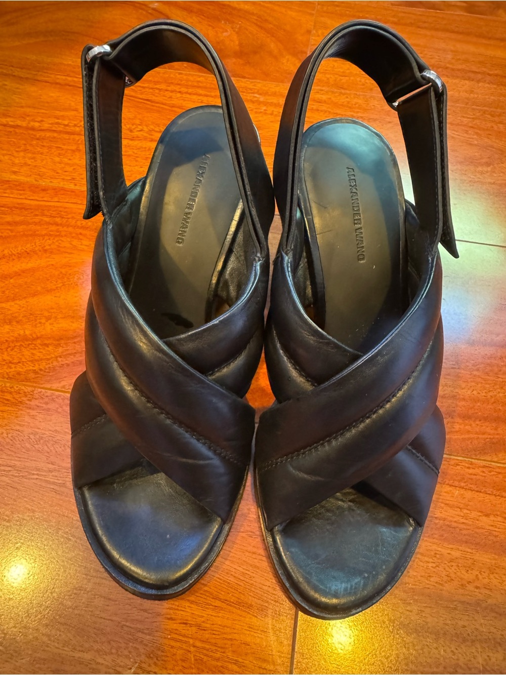 Alexander Wang Black Leather Crisscross Slingback Mules